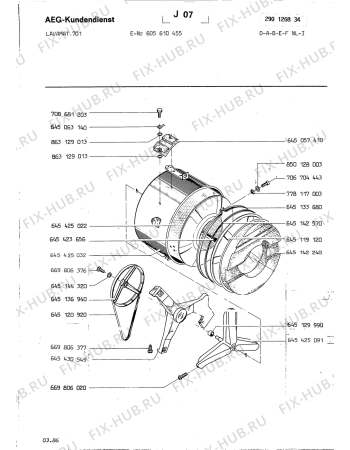 Взрыв-схема стиральной машины Aeg LAV701 - Схема узла Tub