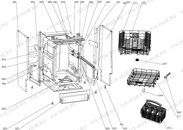 Взрыв-схема посудомоечной машины Gorenje GI61110X (286650, WQP12-9350J) - Схема узла 03