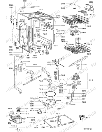 Схема №1 ADP 7590 WH с изображением Панель для электропосудомоечной машины Whirlpool 480140100876