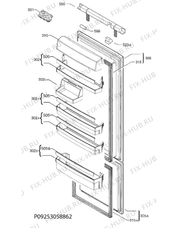 Взрыв-схема холодильника Aeg AIK2852L - Схема узла Door 003