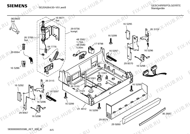 Взрыв-схема посудомоечной машины Siemens SE25A264 - Схема узла 05