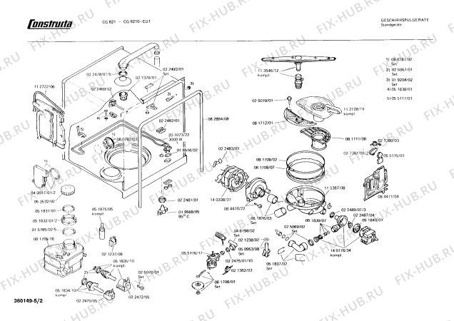 Взрыв-схема посудомоечной машины Constructa CG8210 CG821 - Схема узла 02