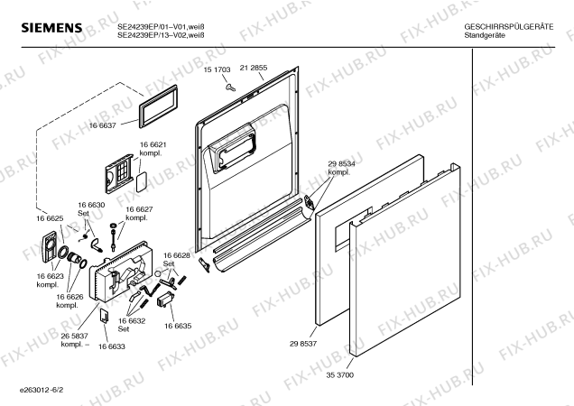 Взрыв-схема посудомоечной машины Siemens SE24239EP - Схема узла 02