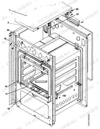 Взрыв-схема плиты (духовки) Castor C80 - Схема узла Section 1