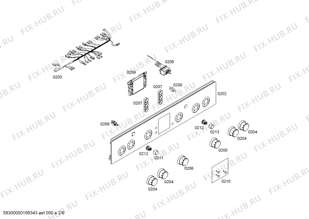 Взрыв-схема плиты (духовки) Bosch HGG345153E - Схема узла 02