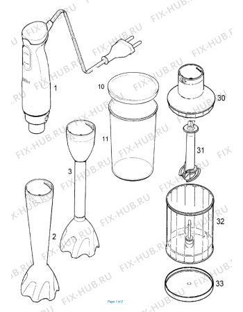 Схема №1 Multiquick 1 MQ 100 Soup с изображением Привод для электроблендера BRAUN 7322112674