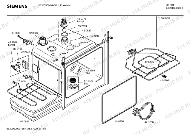 Взрыв-схема плиты (духовки) Siemens HB365560 - Схема узла 03