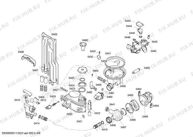 Взрыв-схема посудомоечной машины Bosch SHV45M33EU - Схема узла 04