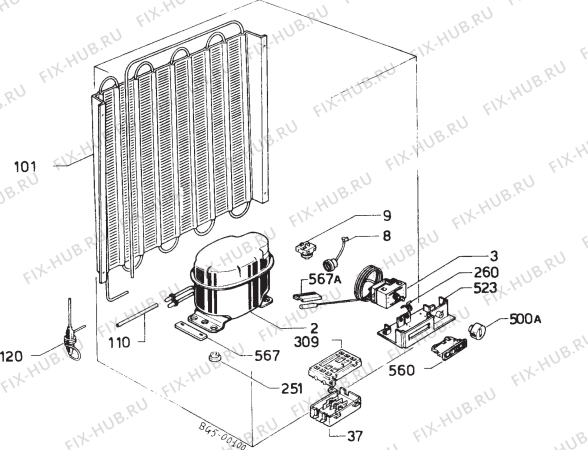 Взрыв-схема холодильника Zanussi VF48W - Схема узла Refrigerator cooling system