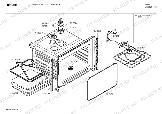 Схема №1 HEN3222 с изображением Инструкция по эксплуатации для электропечи Bosch 00585567