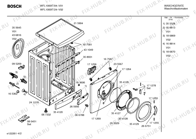 Схема №1 WFL1000IT Bosch Maxx WFL 1000     Aquavigil с изображением Таблица программ для стиралки Bosch 00583763