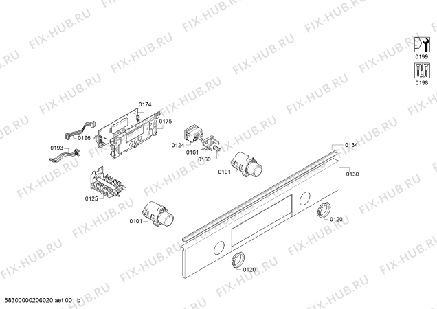 Схема №6 HBA554BS0 с изображением Панель управления для плиты (духовки) Bosch 11020842