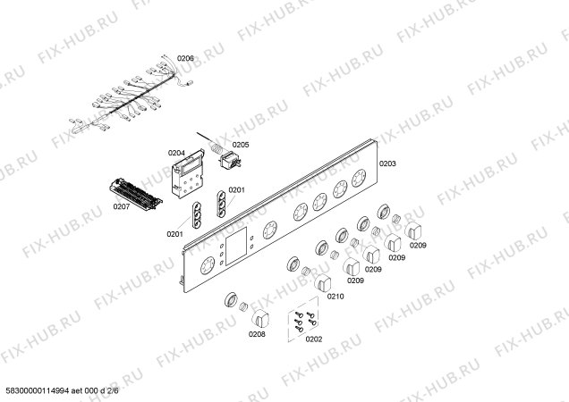 Взрыв-схема плиты (духовки) Bosch HSV745050E - Схема узла 02