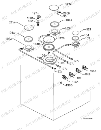 Взрыв-схема плиты (духовки) Electrolux EKK601300W - Схема узла Functional parts 267