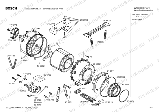 Взрыв-схема стиральной машины Bosch WFO1873EE Maxx WFO1873 - Схема узла 03