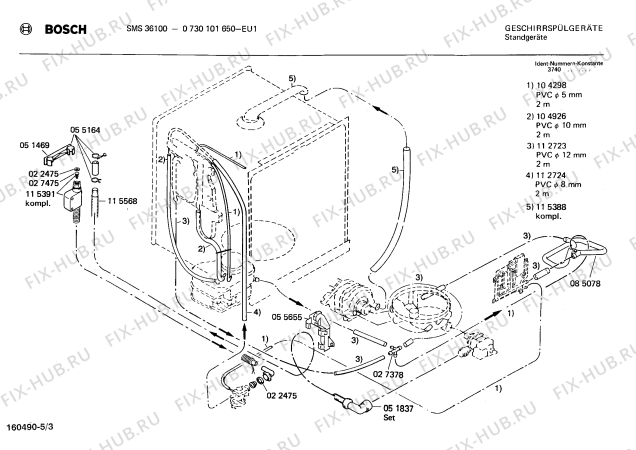 Схема №5 0730101650 SMS36100 с изображением Панель для посудомойки Bosch 00117300