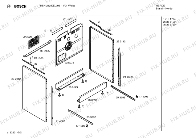 Схема №3 HSN572NEU с изображением Держатель для духового шкафа Bosch 00356129