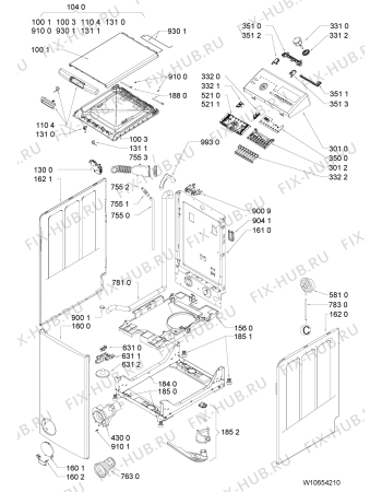 Схема №1 WP10T297 с изображением Рукоятка для стиралки Whirlpool 481010463380