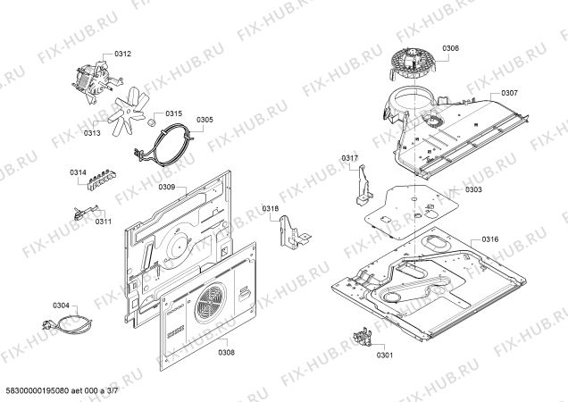 Взрыв-схема плиты (духовки) Siemens HX74X535Y - Схема узла 03