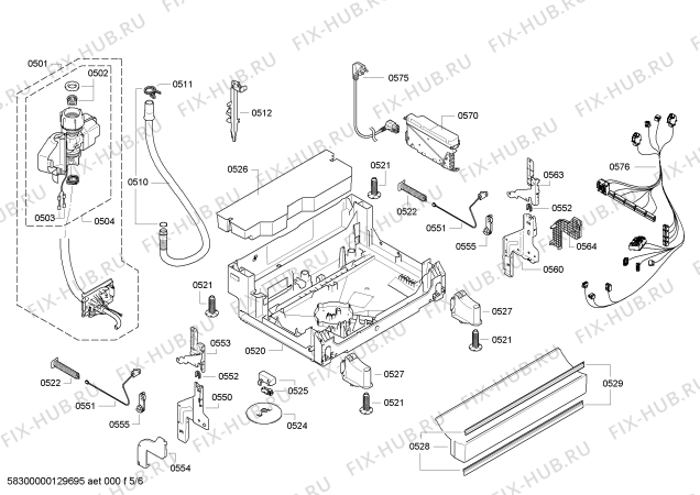 Взрыв-схема посудомоечной машины Bosch SMS85M02DE - Схема узла 05