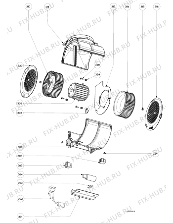 Взрыв-схема вытяжки Zanussi NH100EAX - Схема узла Section 2