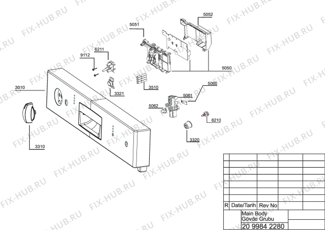 Взрыв-схема посудомоечной машины Beko DSS 2532 X (7680433955) - EXPLODED VIEW (PANEL GROUP)