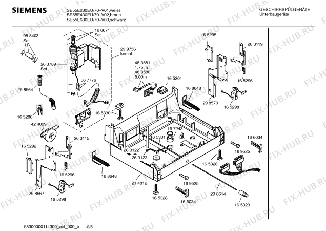 Схема №4 SE55E630EU с изображением Инструкция по эксплуатации для посудомоечной машины Siemens 00587924