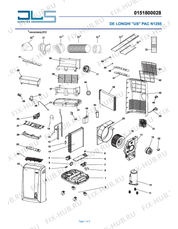 Схема №1 PACN125E с изображением Обшивка для климатотехники DELONGHI 5415113121