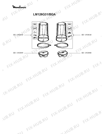 Взрыв-схема блендера (миксера) Moulinex LM126G31/BGA - Схема узла FP003849.9P2