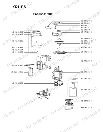 Схема №1 EA829850/70C с изображением Держатель фильтра для электрокофеварки Krups MS-8030000870