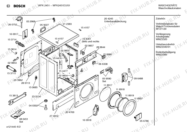 Схема №4 WFK2451EU WFK2451 с изображением Инструкция по эксплуатации для стиральной машины Bosch 00521396