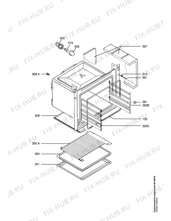 Взрыв-схема плиты (духовки) Aeg E32003-3-W - Схема узла Oven