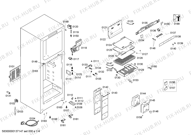 Схема №3 KDN45X40AU с изображением Дверь для холодильника Bosch 00247026