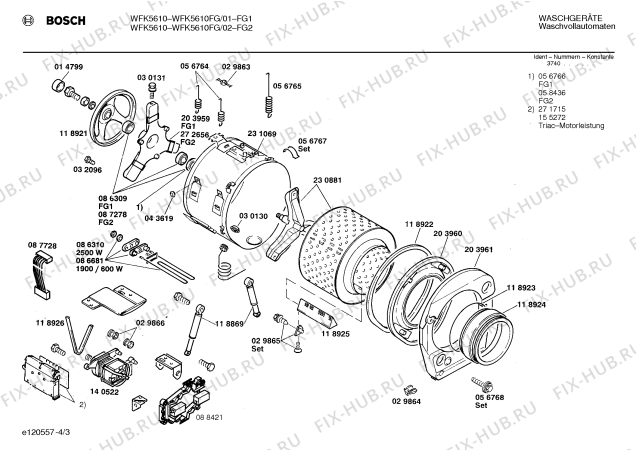 Взрыв-схема стиральной машины Bosch WFK5610FG WFK5610 - Схема узла 03