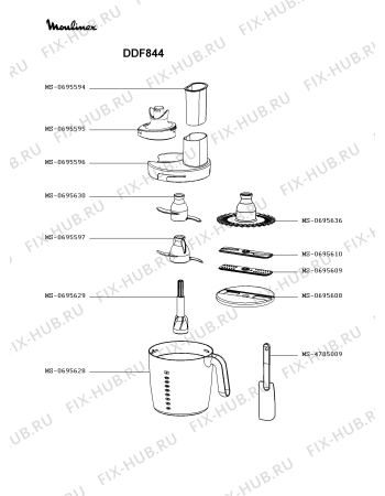 Взрыв-схема блендера (миксера) Moulinex DDF844 - Схема узла RP003332.7P3