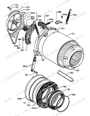 Взрыв-схема стиральной машины Zanussi FJS1216H - Схема узла Tub and drum