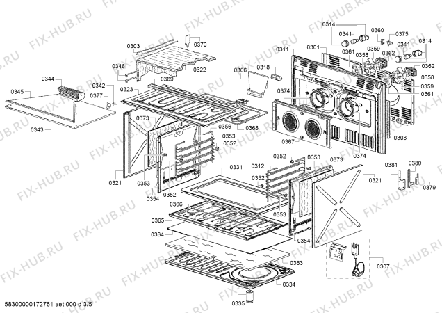 Взрыв-схема плиты (духовки) Bosch HSB734355Z - Схема узла 03