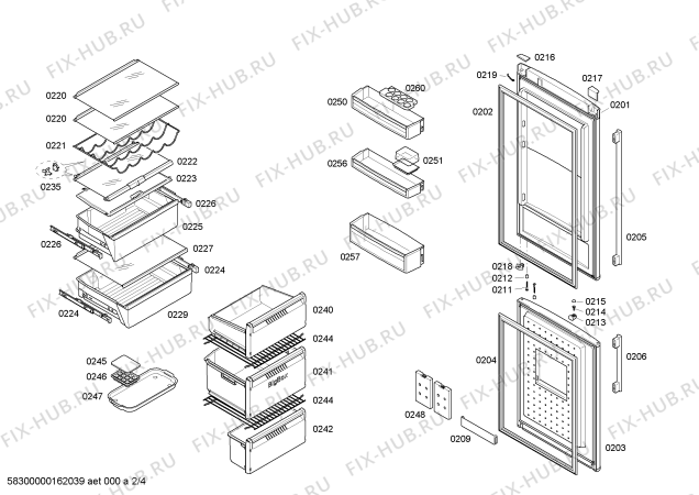 Схема №2 K5880X4RU с изображением Chiller-зона для холодильника Bosch 00685814