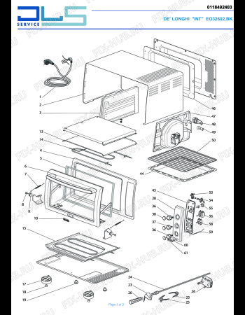 Схема №1 SFORNATUTTO MAXI EO32602.BK с изображением Обшивка для плиты (духовки) DELONGHI 5911810911