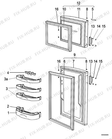 Взрыв-схема холодильника Zanussi ZRD26O - Схема узла Door 003