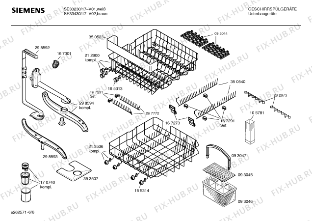 Взрыв-схема посудомоечной машины Siemens SE33430 - Схема узла 06