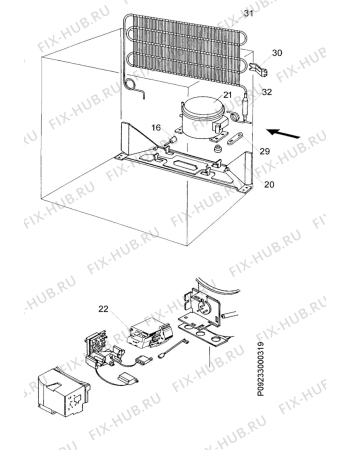 Взрыв-схема холодильника Zanussi ZT25 - Схема узла Cooling system 017