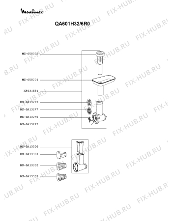 Взрыв-схема кухонного комбайна Moulinex QA601H32/6R0 - Схема узла XP005212.5P3