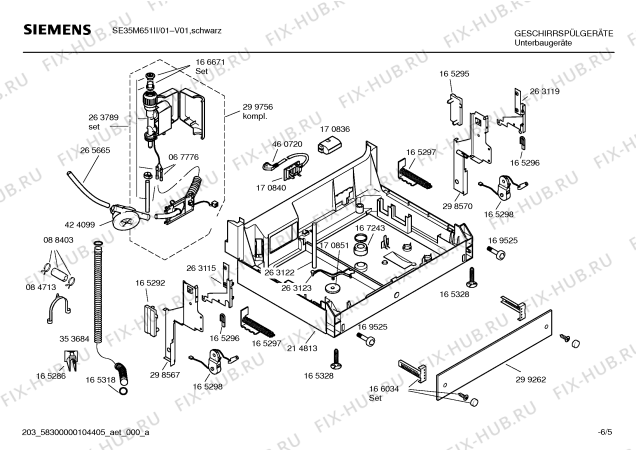 Взрыв-схема посудомоечной машины Siemens SE35M651II - Схема узла 05