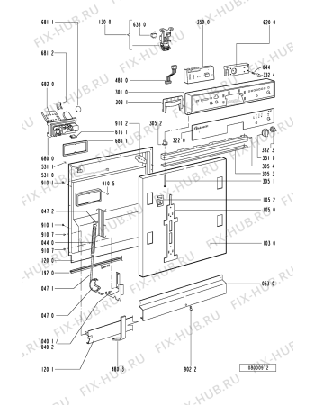 Схема №2 GSI 4941 R-WS с изображением Панель для электропосудомоечной машины Whirlpool 481245379858