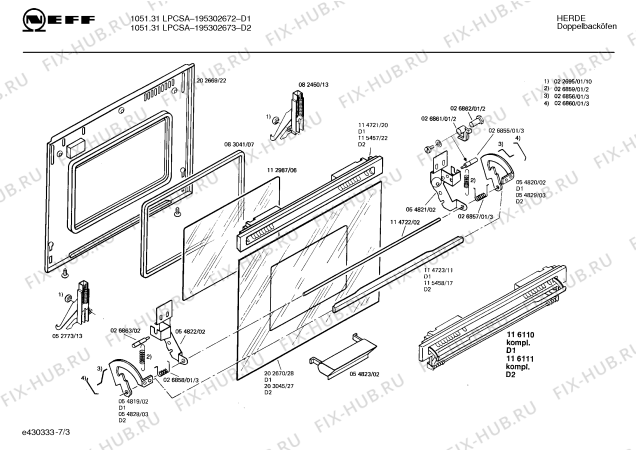 Взрыв-схема плиты (духовки) Neff 195302672 1051.31LPCSA - Схема узла 03