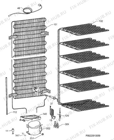 Взрыв-схема холодильника Rex Electrolux RUF2241AOW - Схема узла Cooling system 017