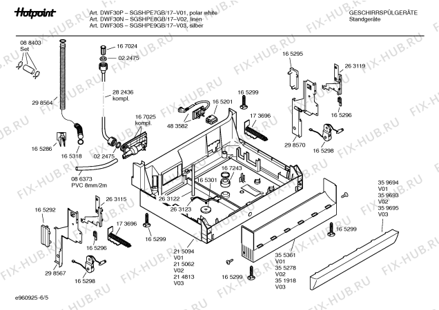 Взрыв-схема посудомоечной машины Hotpoint SGSHPE8GB Art.: DWF30N - Схема узла 05