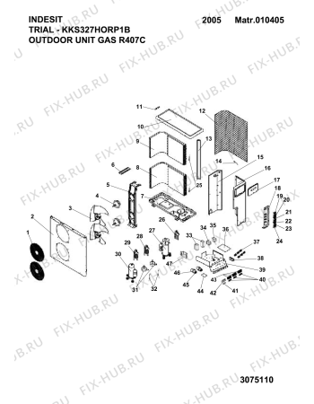 Взрыв-схема кондиционера Indesit KKS327H0RP1B (F036700) - Схема узла