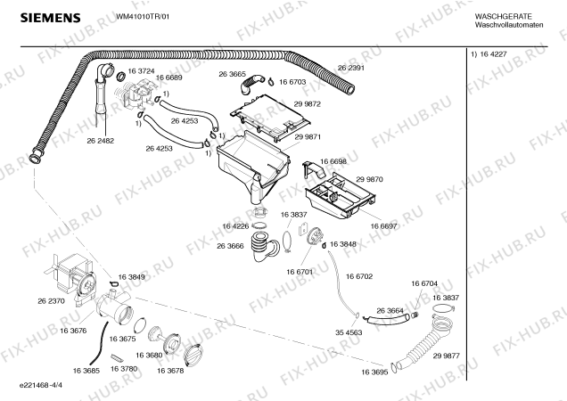 Взрыв-схема стиральной машины Siemens WM41010 SIWAMAT 4101 - Схема узла 04